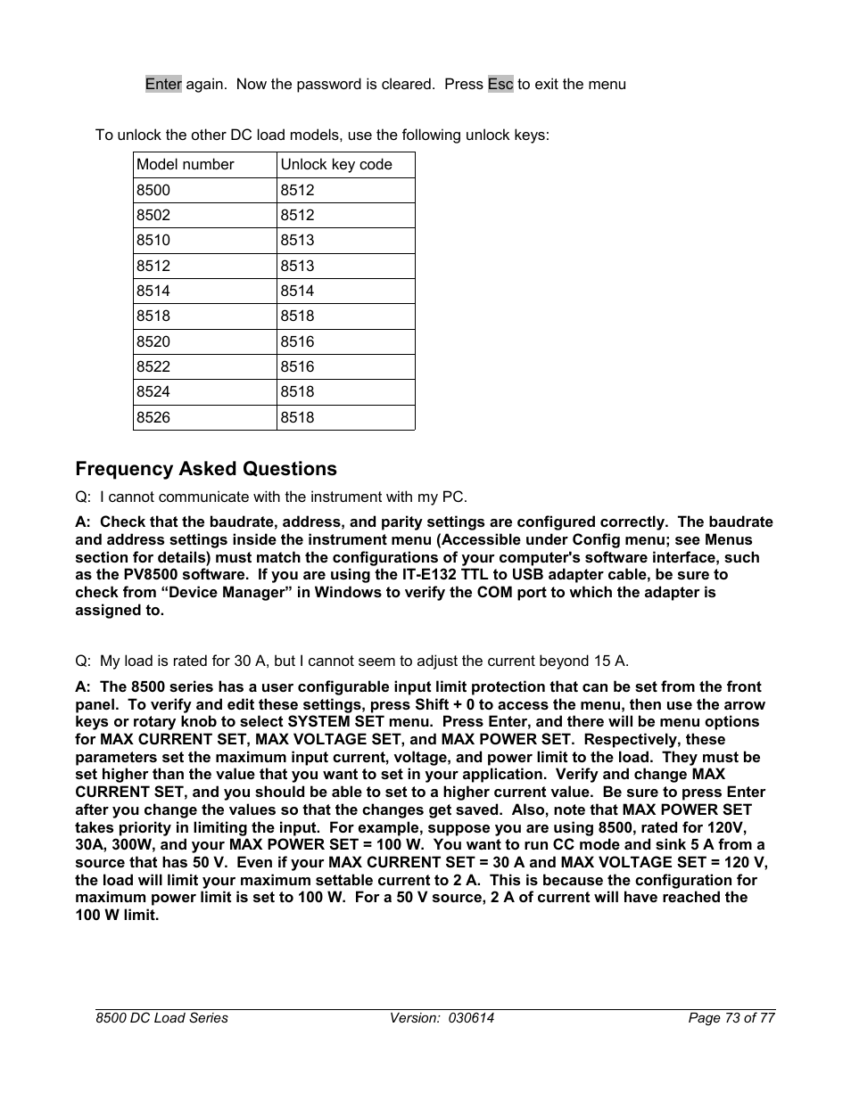 Frequency asked questions | B&K Precision 8500-8526 - Manual User Manual | Page 73 / 77