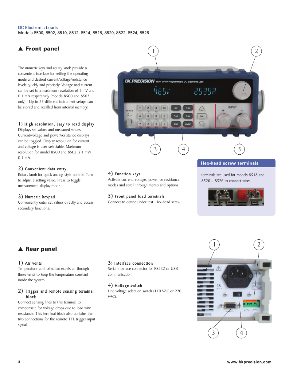 B&K Precision 8500 Series - Datasheet User Manual | Page 3 / 6