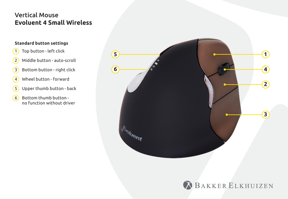 Vertical mouse evoluent 4 small wireless | BakkerElkhuizen Evoluent4 Small Wireless User Manual | Page 3 / 8
