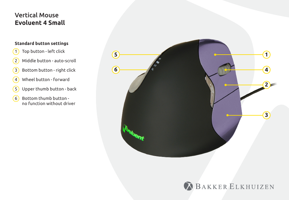 Vertical mouse evoluent 4 small | BakkerElkhuizen Evoluent4 Right Small User Manual | Page 3 / 8