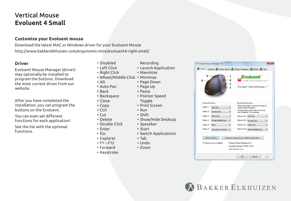 Vertical mouse evoluent 4 small | BakkerElkhuizen Evoluent4 Right Small User Manual | Page 6 / 8