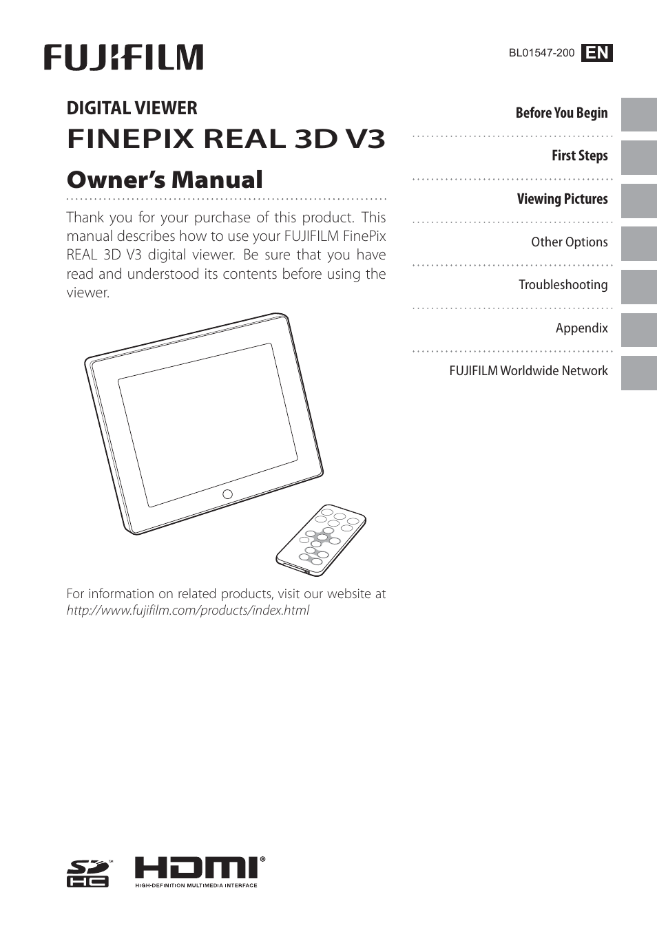 FujiFilm FinePix Real 3D V3 User Manual | 36 pages