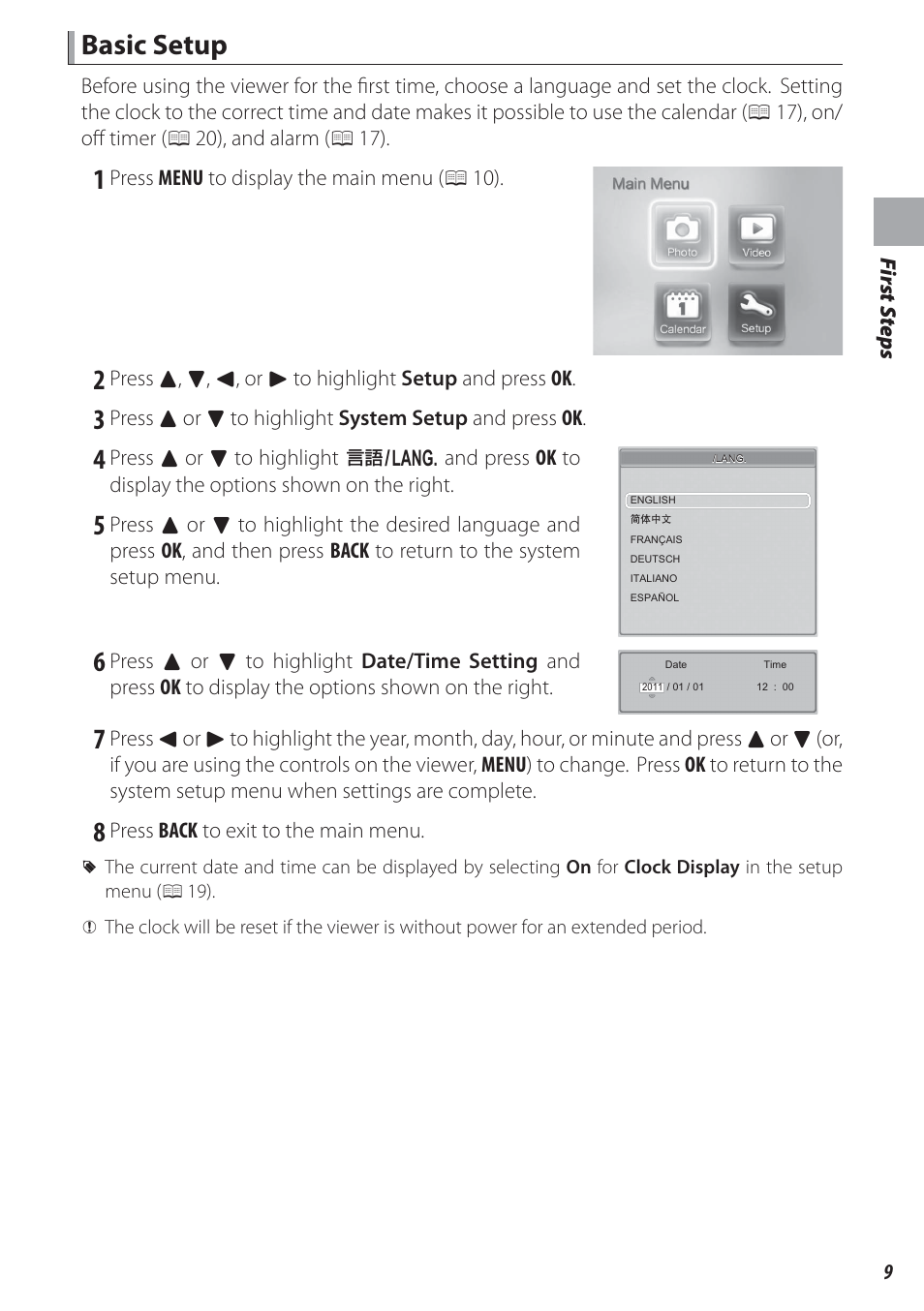 Basic setup | FujiFilm FinePix Real 3D V3 User Manual | Page 15 / 36