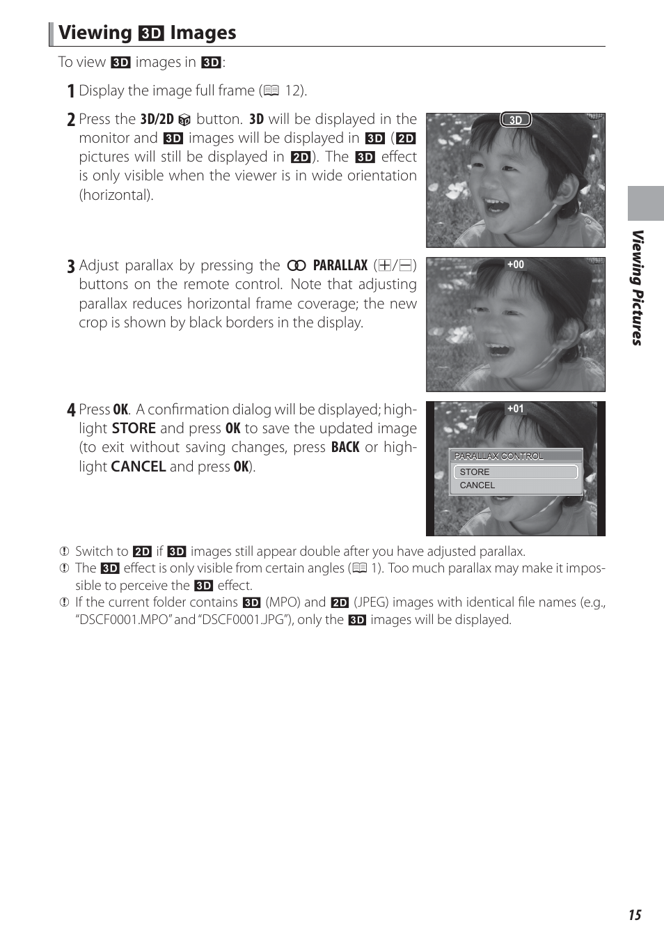 Viewing, Images | FujiFilm FinePix Real 3D V3 User Manual | Page 21 / 36