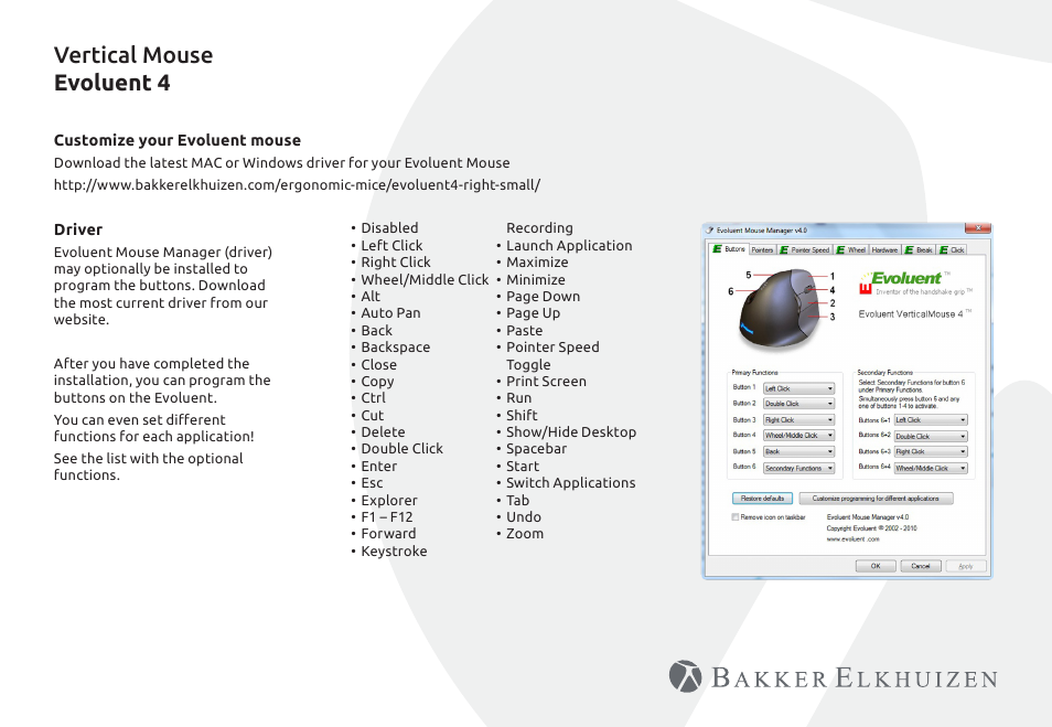 Vertical mouse evoluent 4 | BakkerElkhuizen Evoluent4 User Manual | Page 6 / 8
