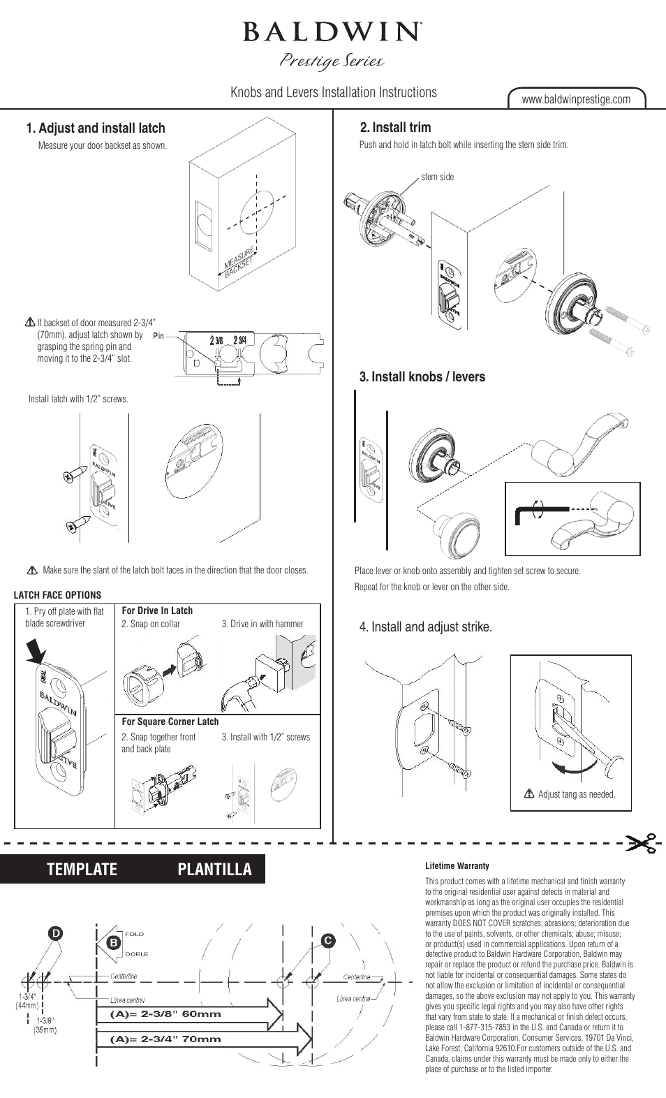 Baldwin Madrina Entry Lever User Manual | 2 pages