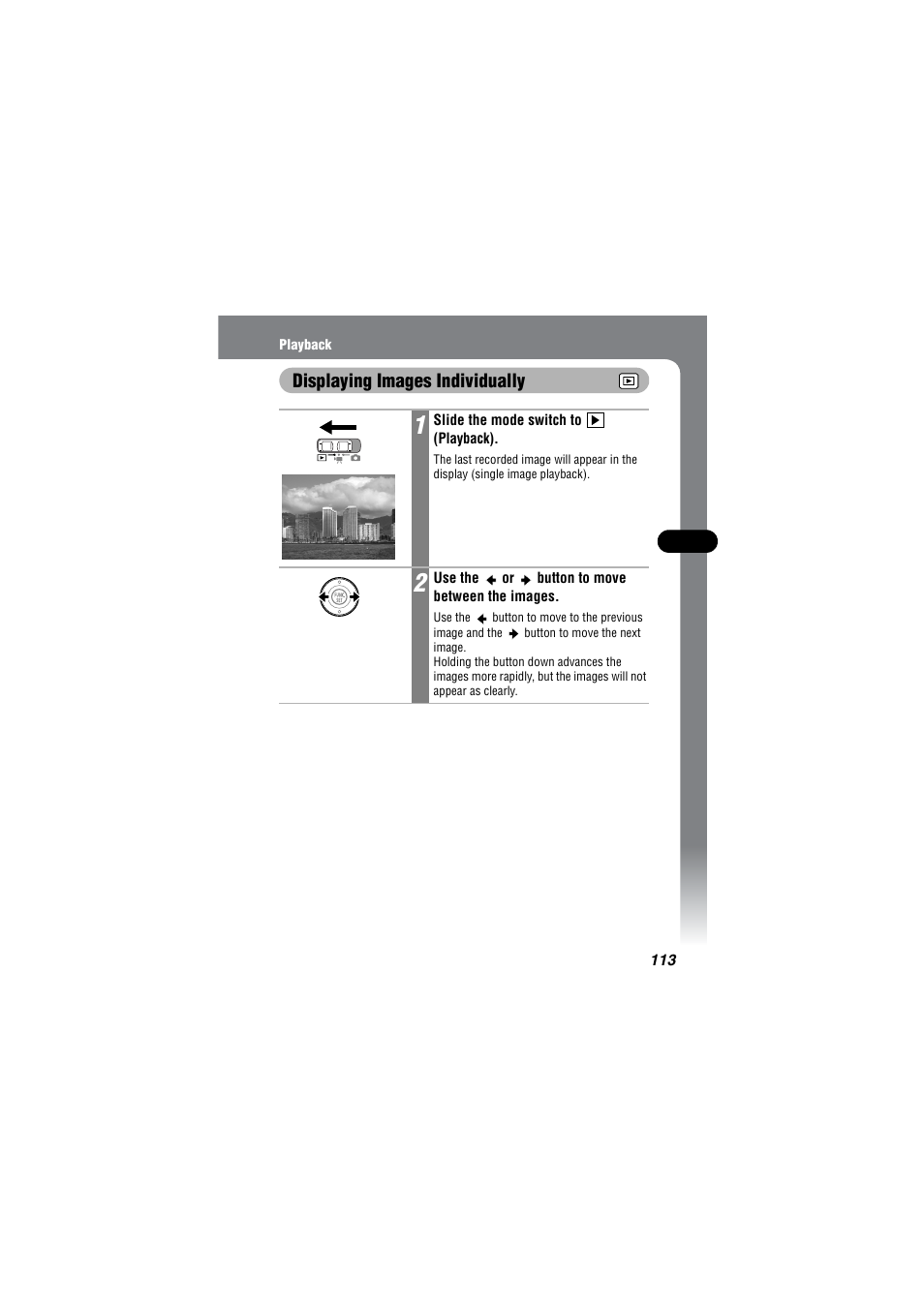 Displaying images individually | Canon IXUS 50 User Manual | Page 115 / 196