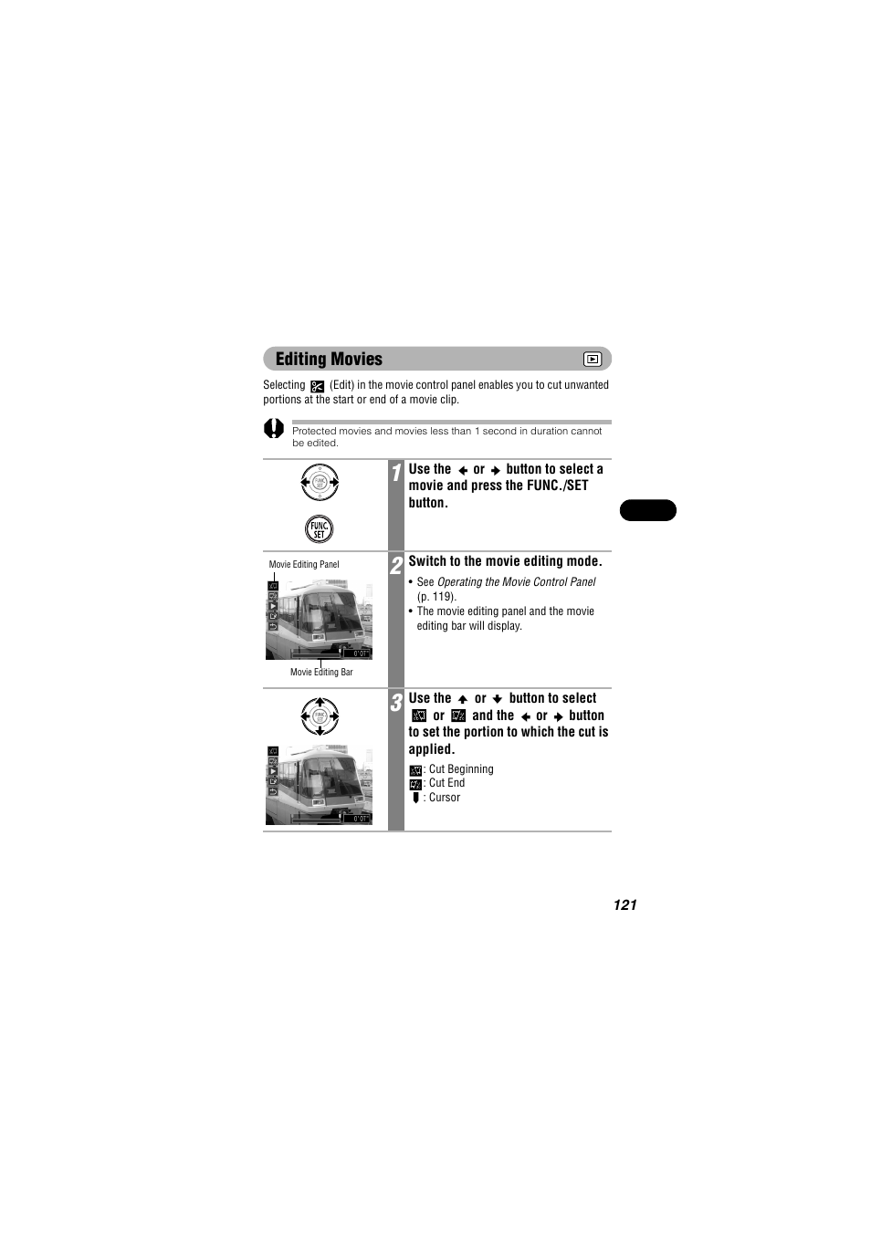 Editing movies | Canon IXUS 50 User Manual | Page 123 / 196