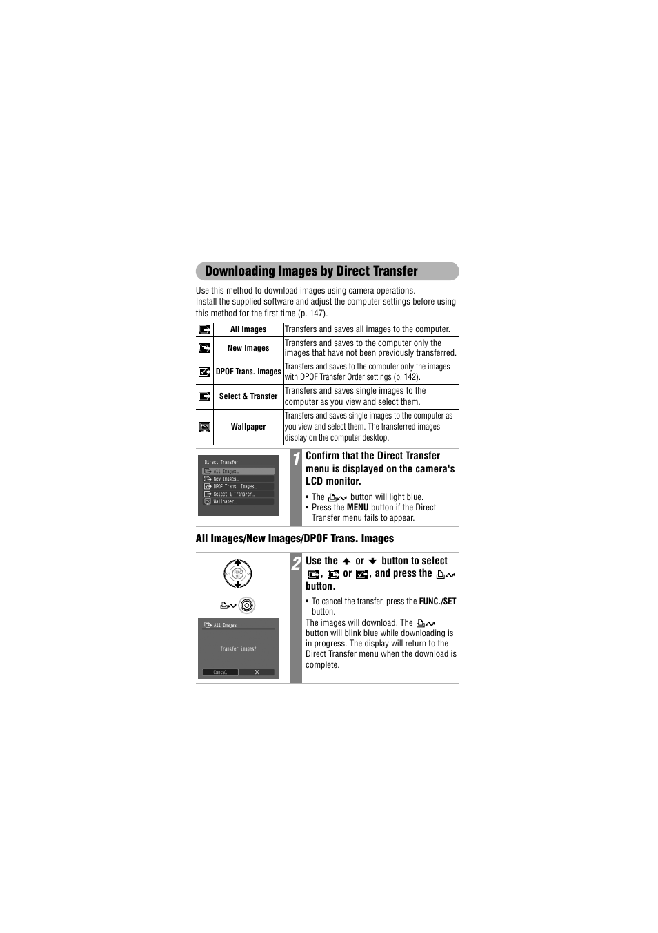 Downloading images by direct transfer | Canon IXUS 50 User Manual | Page 154 / 196
