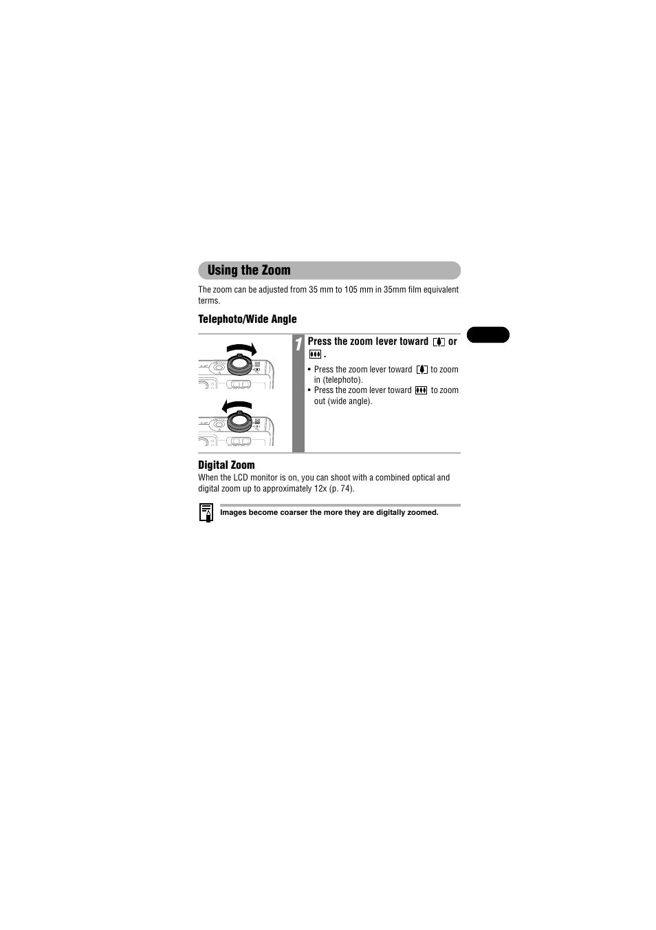 Using the zoom | Canon IXUS 50 User Manual | Page 47 / 196