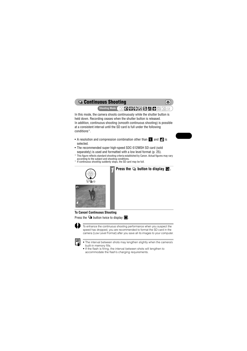 Continuous shooting | Canon IXUS 50 User Manual | Page 77 / 196