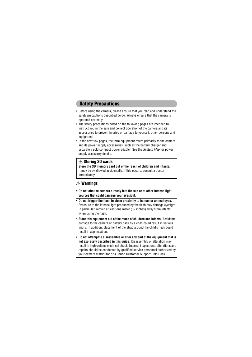 Safety precautions | Canon IXUS 50 User Manual | Page 9 / 196