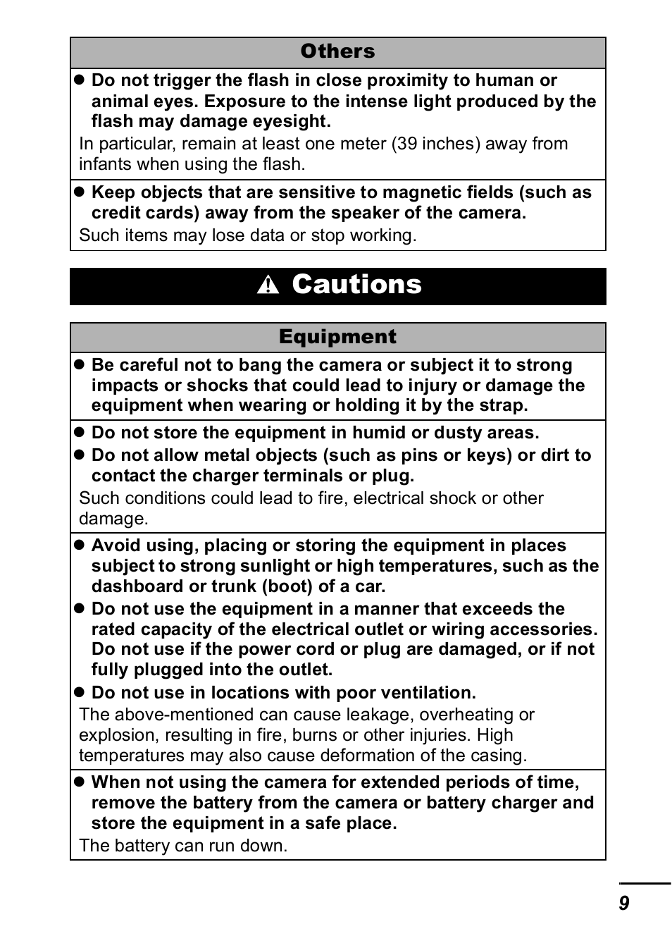 Cautions | Canon IXUS 60 User Manual | Page 11 / 131