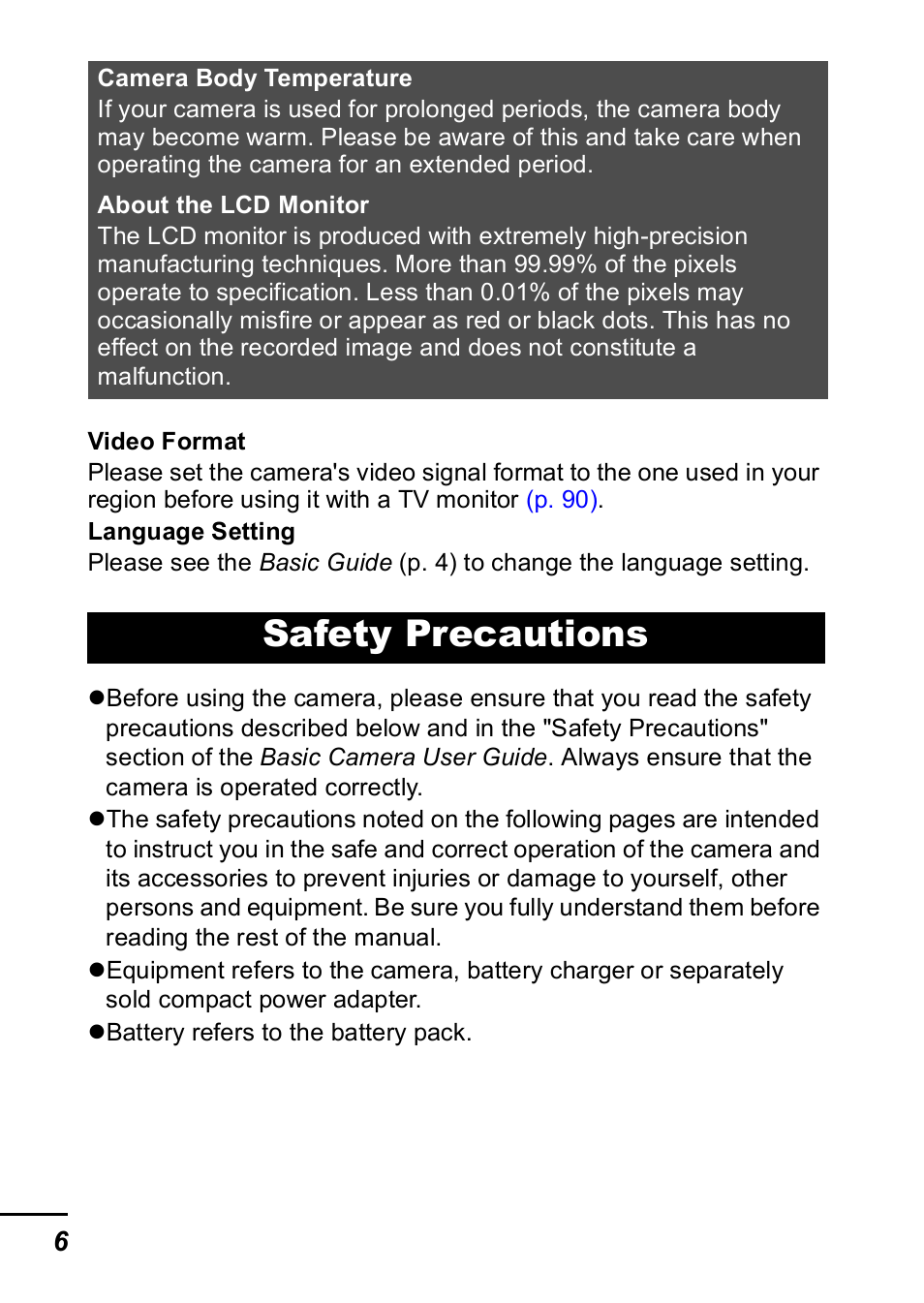 Safety precautions | Canon IXUS 60 User Manual | Page 8 / 131