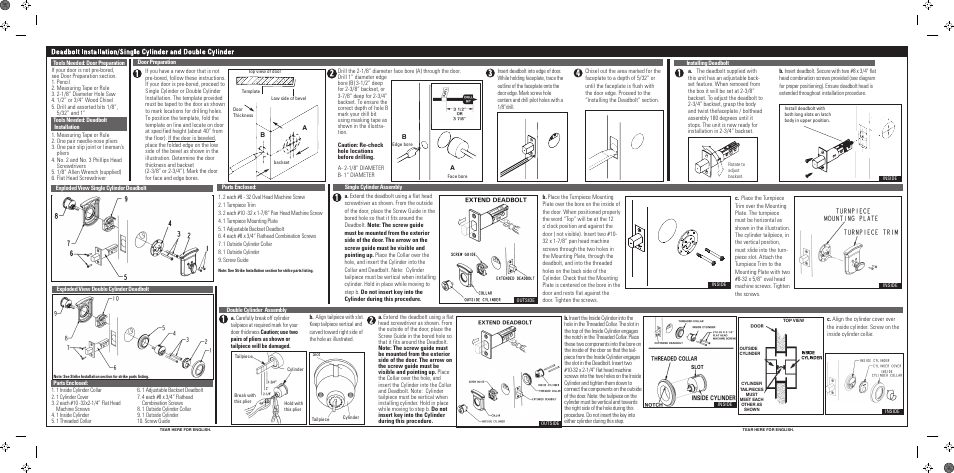 Baldwin Tahoe Deadbolt Estate User Manual | 2 pages