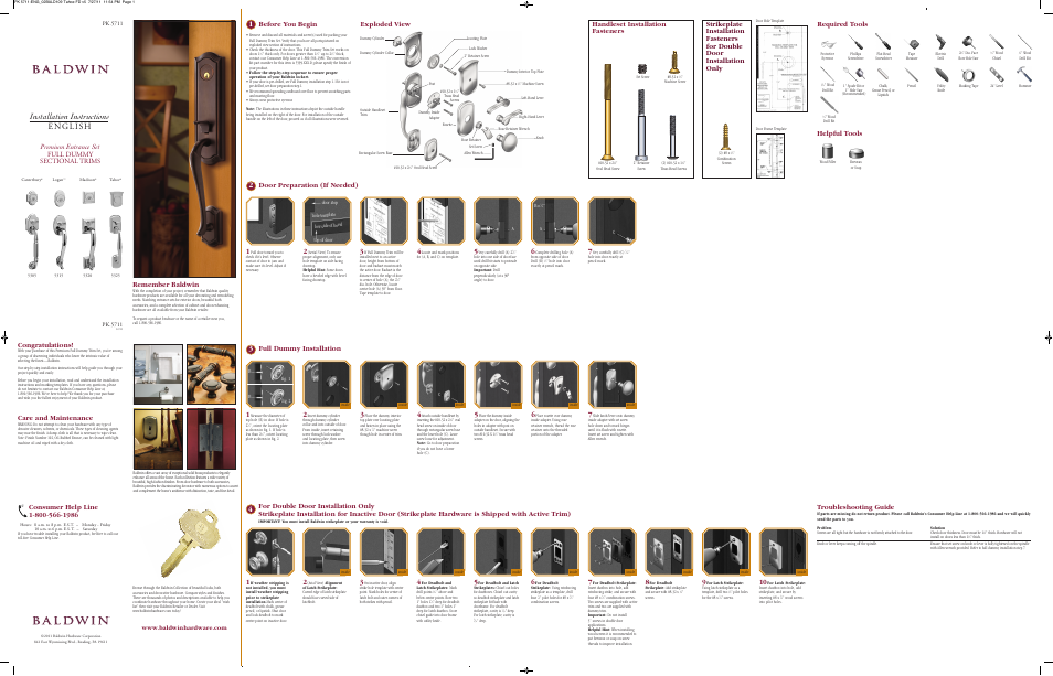 Baldwin Bethpage Sectional Trim User Manual | 1 page