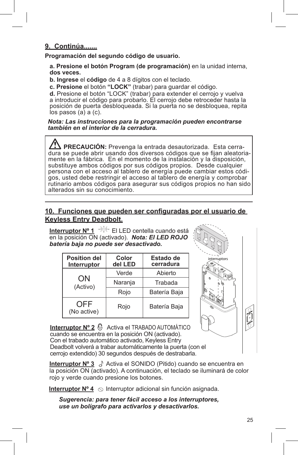 Off on | Baldwin Soho AC Z-Wave Deadbolt User Manual | Page 25 / 27