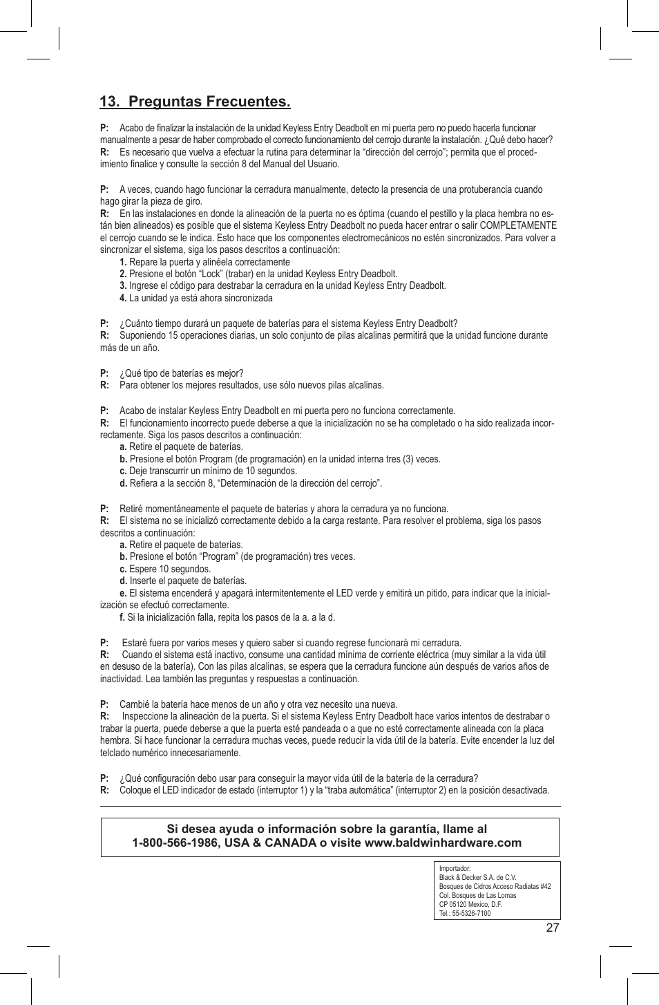 Preguntas frecuentes | Baldwin Soho AC Z-Wave Deadbolt User Manual | Page 27 / 27