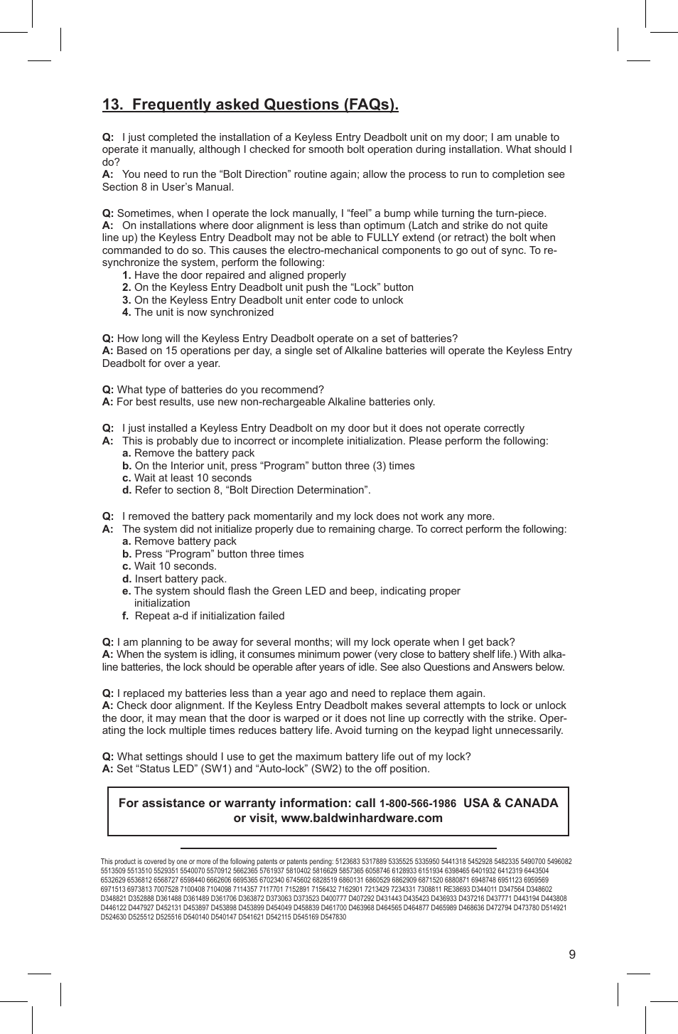 Frequently asked questions (faqs) | Baldwin Soho AC Z-Wave Deadbolt User Manual | Page 9 / 27