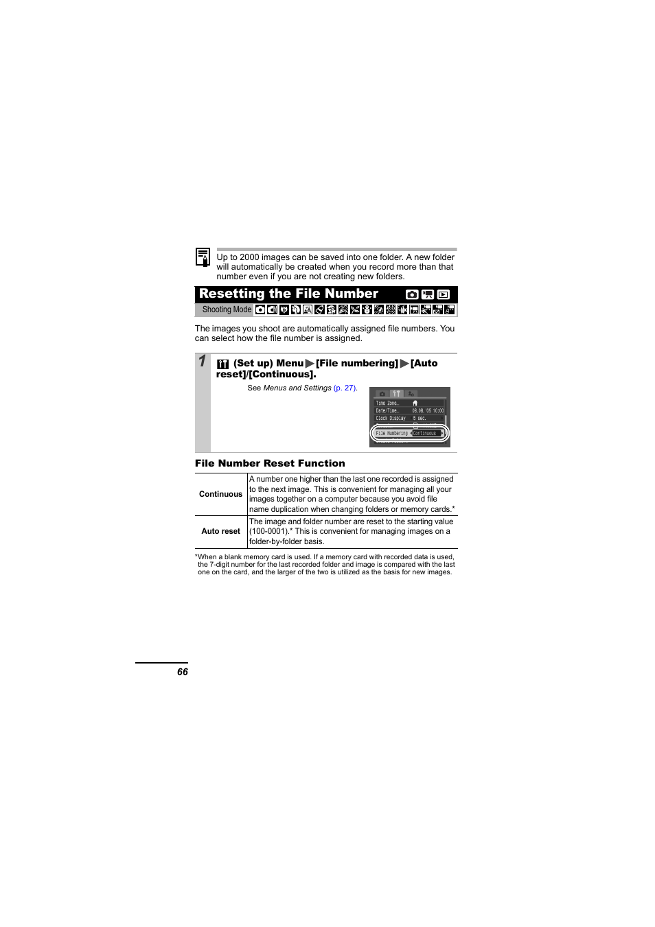 Resetting the file number, P. 66 | Canon IXUS 55 User Manual | Page 68 / 127
