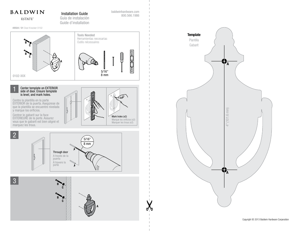 Baldwin Colonial Knocker User Manual | 1 page