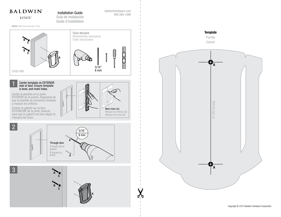 Baldwin Tahoe Knocker User Manual | 1 page