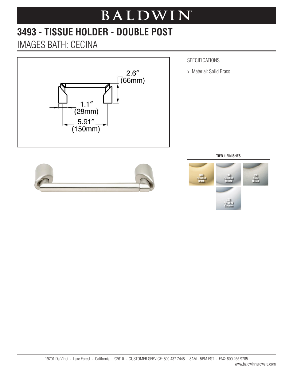 Baldwin Cecina Tissue Holder User Manual | 1 page