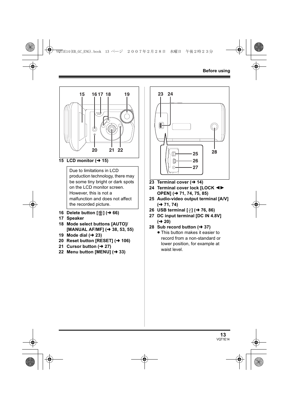 Panasonic SDR-S10 User Manual | Page 13 / 120
