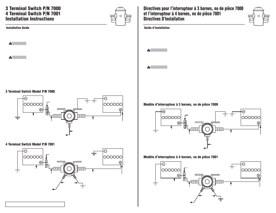 Bargman N7000 BATTERY SWITCH User Manual | 2 pages