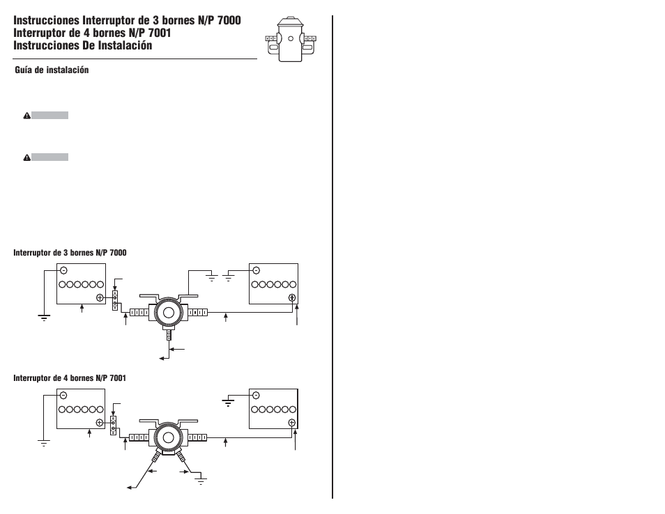 Guía de instalación | Bargman N7000 BATTERY SWITCH User Manual | Page 2 / 2