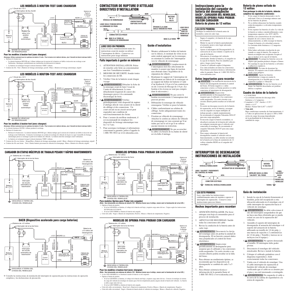 Tekonsha Breakaway Battery Charger for ABCD*, TOW CHARGER , PUSH TO TEST WITH/WITHOUT CHARGER User Manual | Page 2 / 2