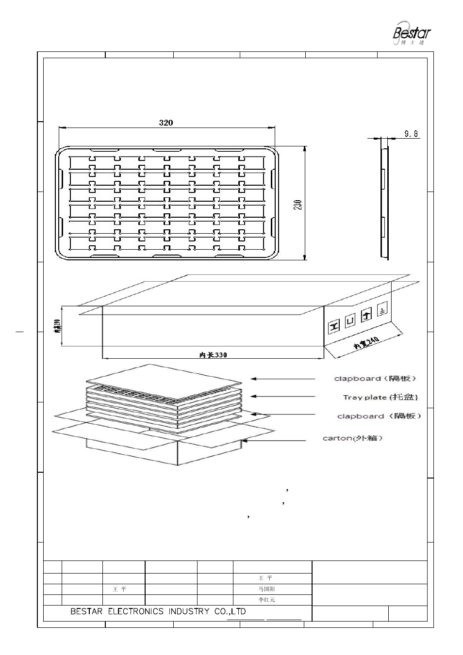 Packing, 2pcs cardboard per carton, 2160pcs per carton | Net weight:4.5kg gross weight:5kg, Pizeo speaker | BeStar BPS1522H1.4-01 User Manual | Page 6 / 7