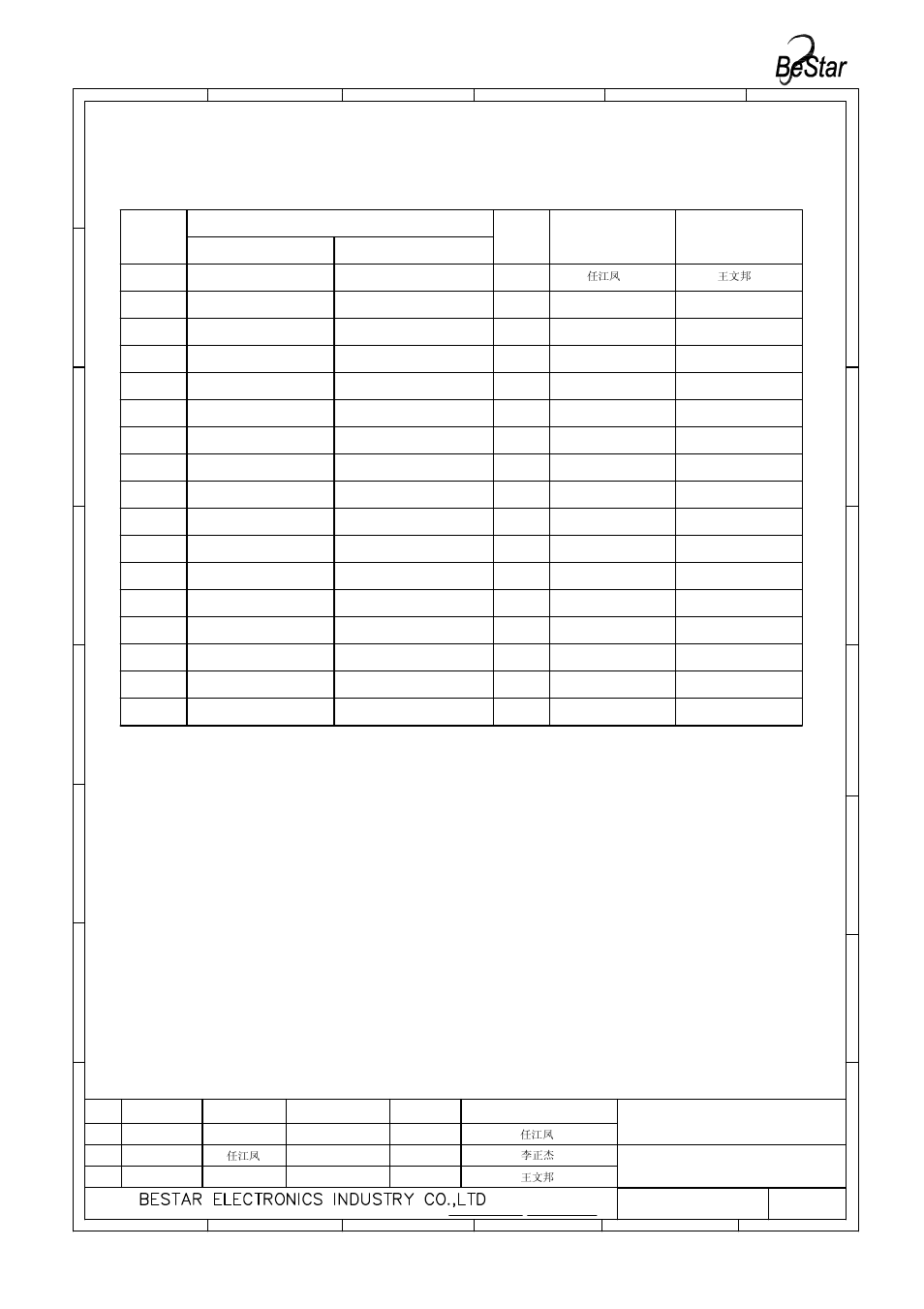 Bms1511f-11c-08h03p lf 规格书 model (1), History change record, Speaker | Version no, Change items date drawn approved | BeStar BMS1511F-11C-08H03P LF User Manual | Page 12 / 12