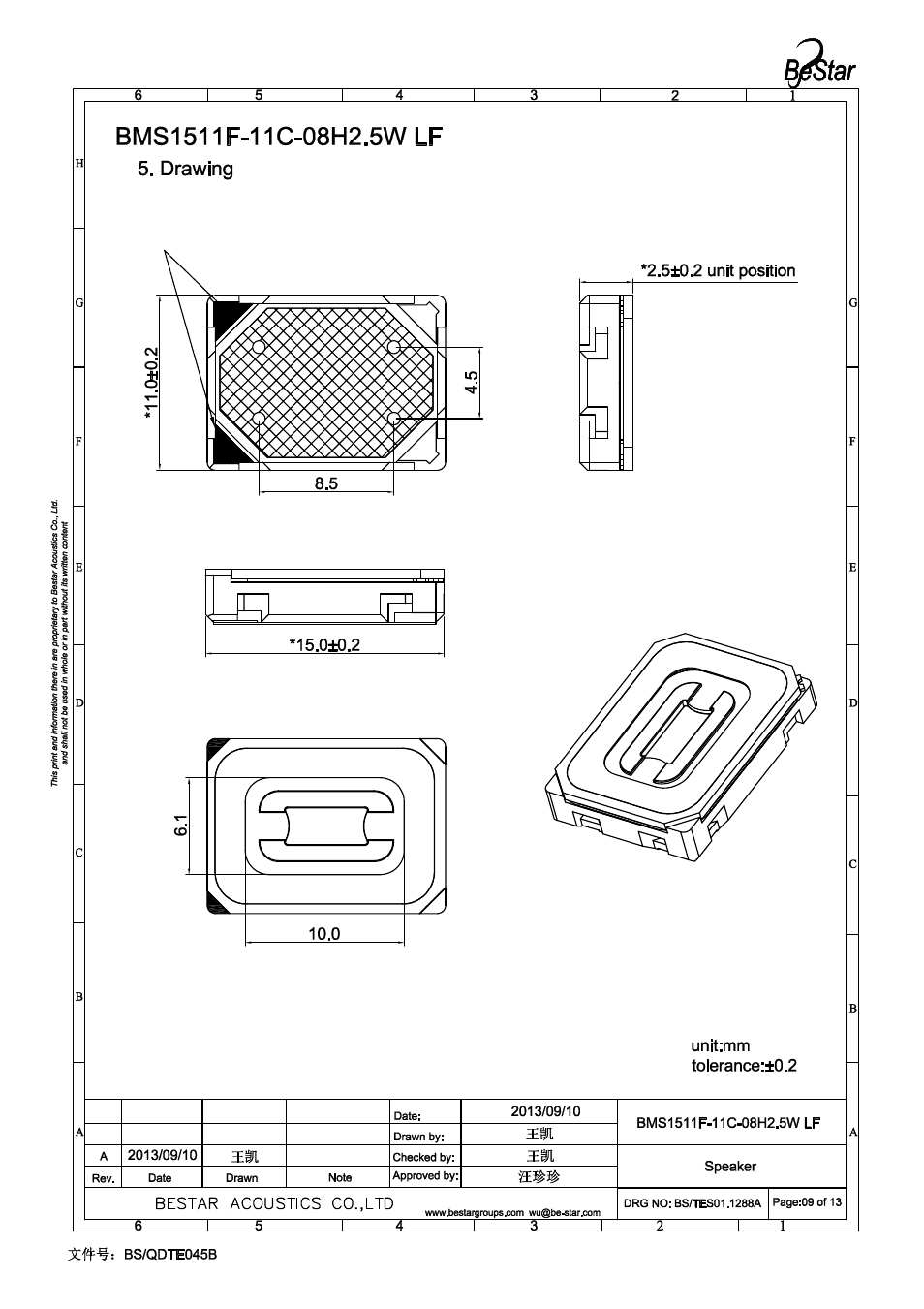 BeStar BMS1511F-11C-08H2.5W LF User Manual | Page 9 / 14