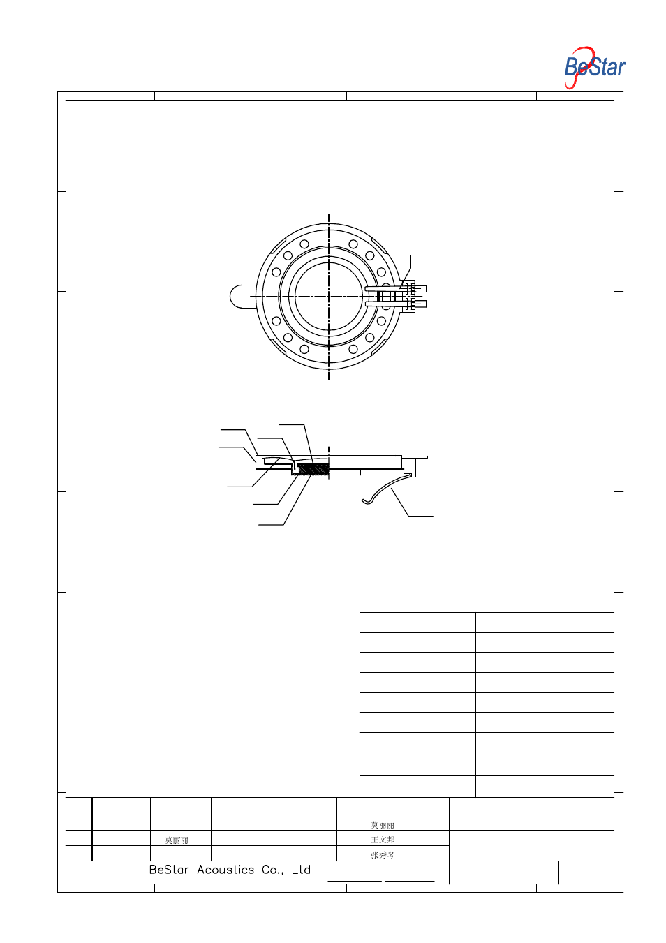 Bill of material, Speaker | BeStar BMS34-11-50H4.1RP LF User Manual | Page 6 / 9