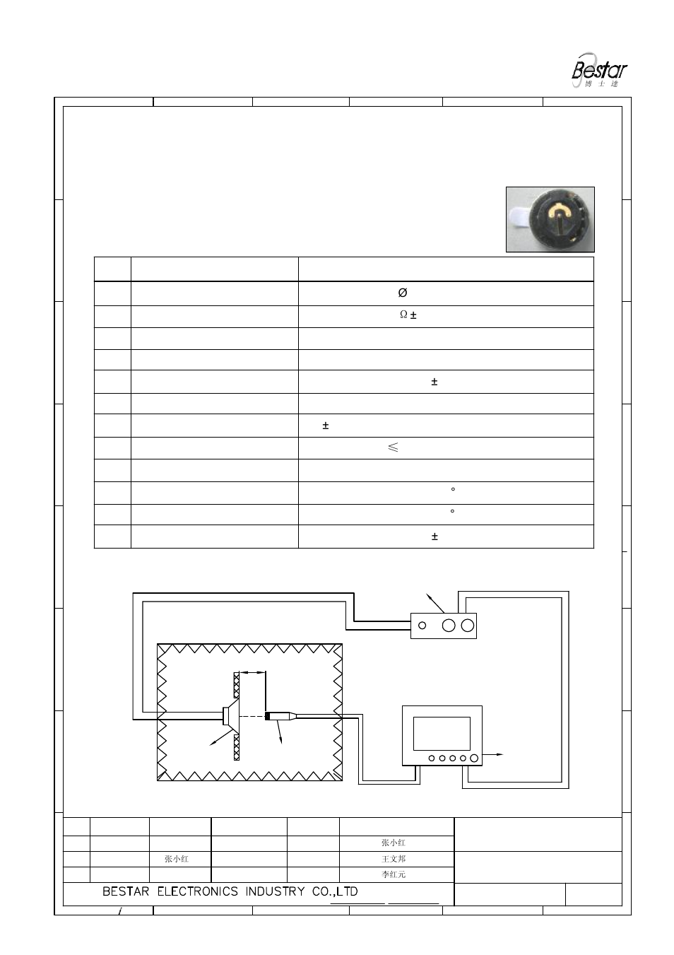 Characteristics, Description, 1 electrical and mechanical characteristics | BeStar BMS13-11C-08H4.5RP LF User Manual | Page 2 / 7