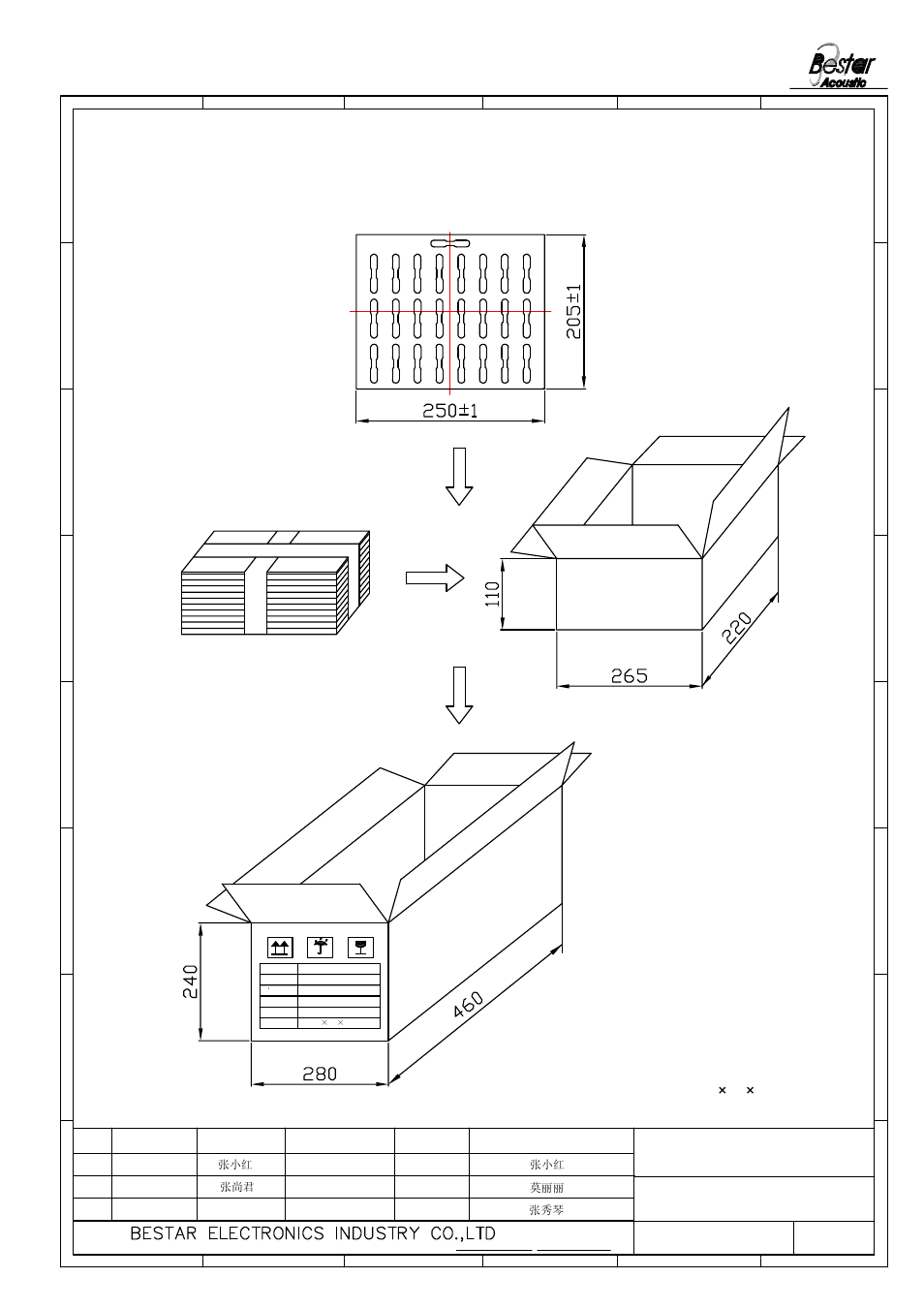 Packing, Remark, 50 pcs per tray | Speaker | BeStar BMS2209-11C-08H04RW010 LF User Manual | Page 5 / 6