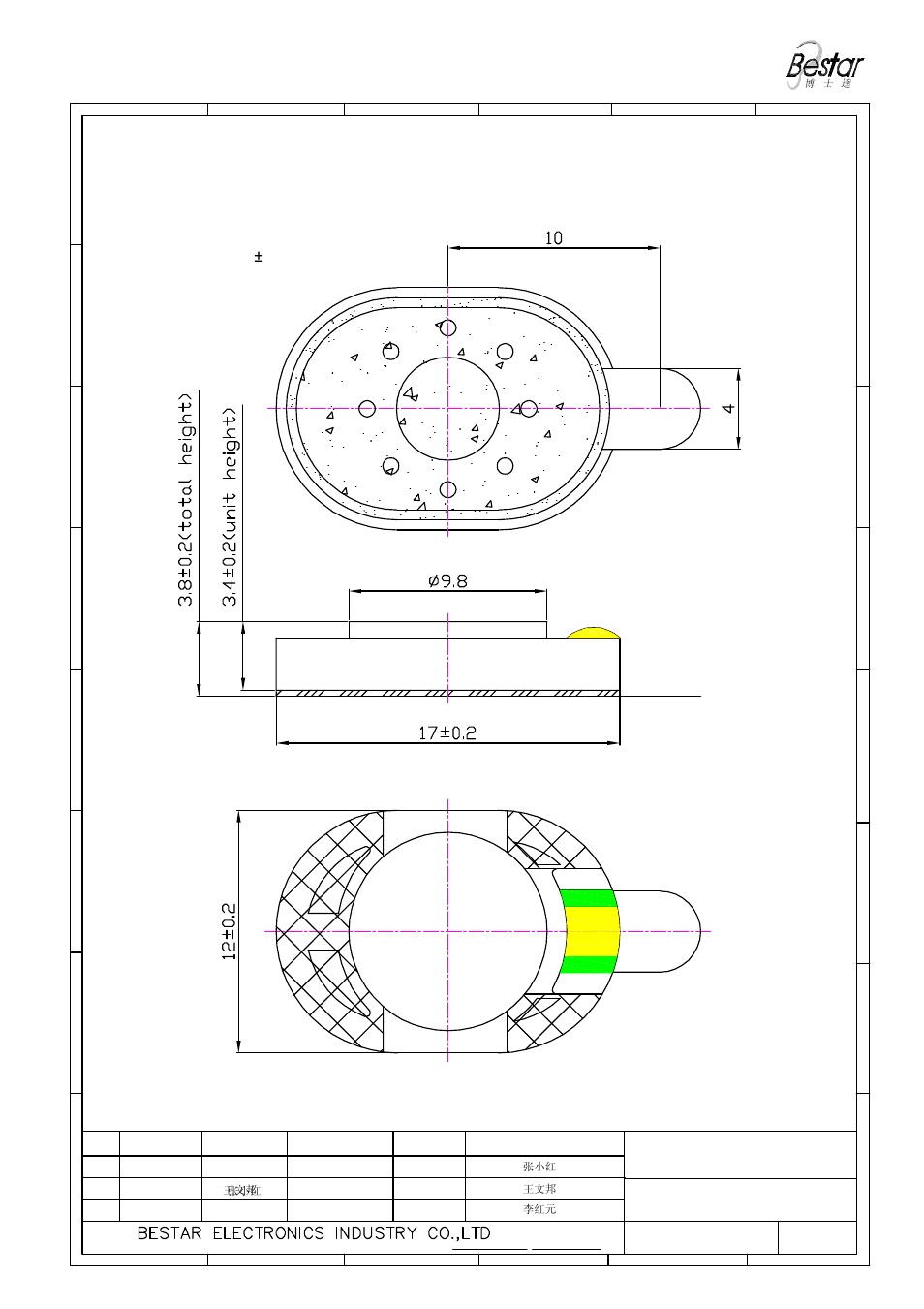 Drawing, Unit:mm tolerance: ± 0.2, Speaker | BeStar BMS1712P-11C-08H3.4R LF User Manual | Page 4 / 7