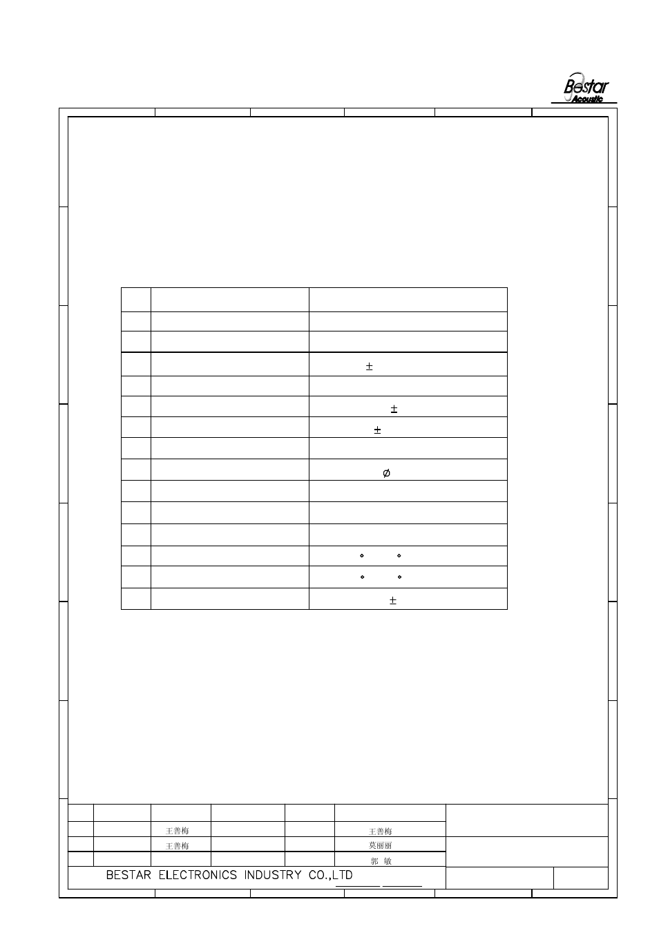 Characteristic, 1 electrical and mechanical characteristics, Speaker | BeStar BDT36100H13P User Manual | Page 2 / 8