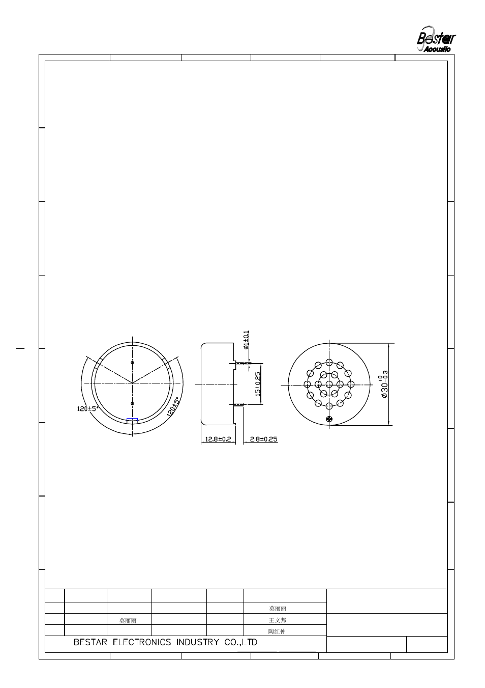 Dimension, Speaker | BeStar BDT3032H12.8-04 LF User Manual | Page 5 / 9