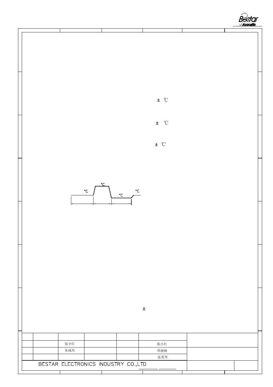 Reliability test, 1hrs, 2 high temperature test temperature | Duration 96hrs, Relative humidity 90%-95%rh duration, 7 vibration test vibration frequency | BeStar BMS30-12B-04H09 LF User Manual | Page 4 / 6