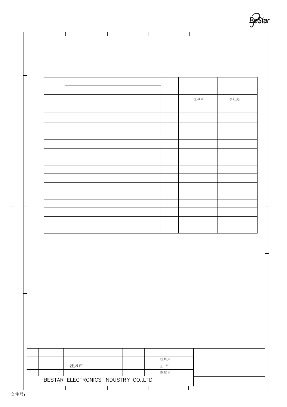 Speaker, Version no, Change items date drawn approved | Original edition | BeStar BLS36-12-04H17.5 LF User Manual | Page 7 / 7