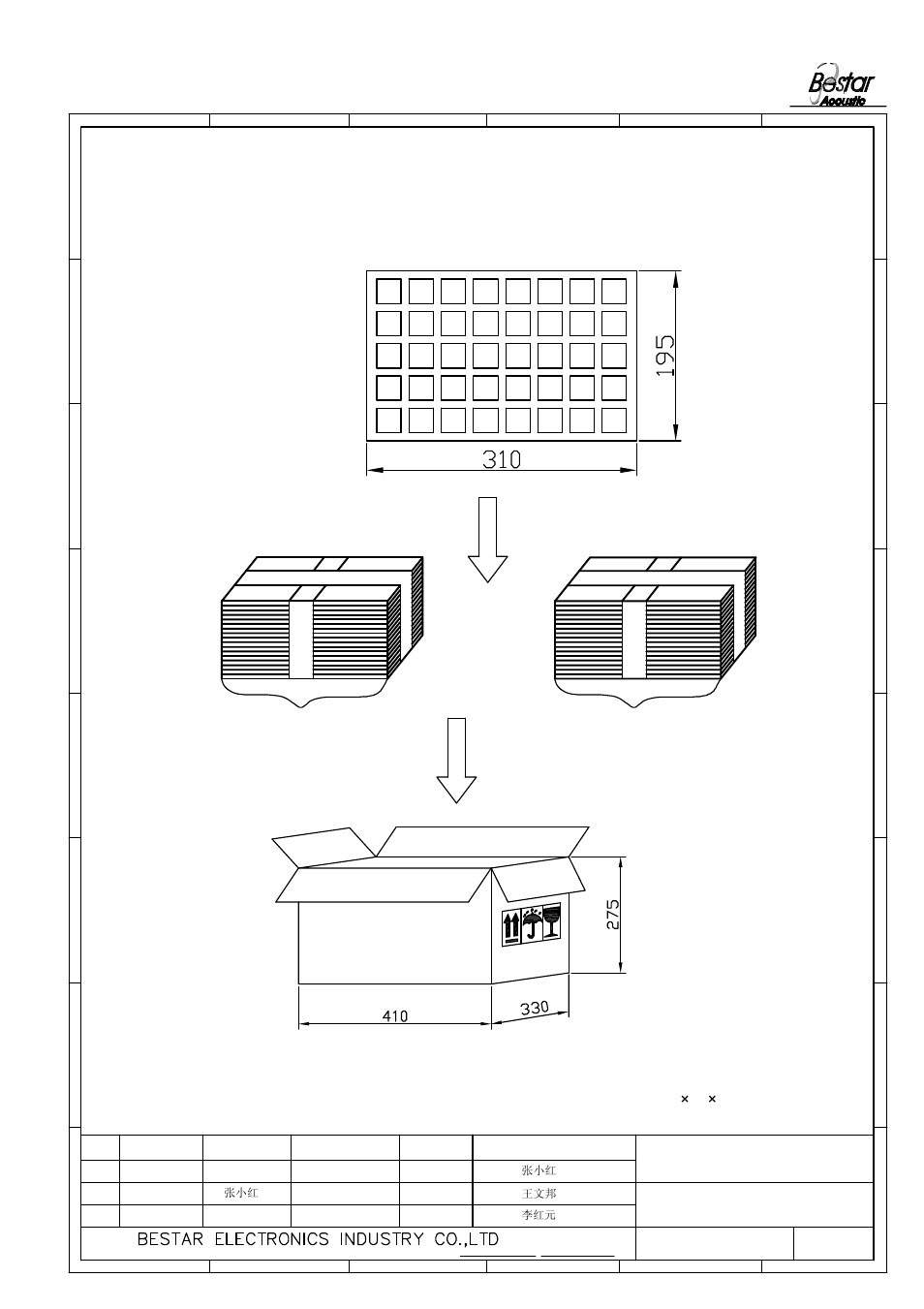 Packing, 600pcs, Remark | Speaker | BeStar BLS2828-11-08H11 LF User Manual | Page 5 / 6