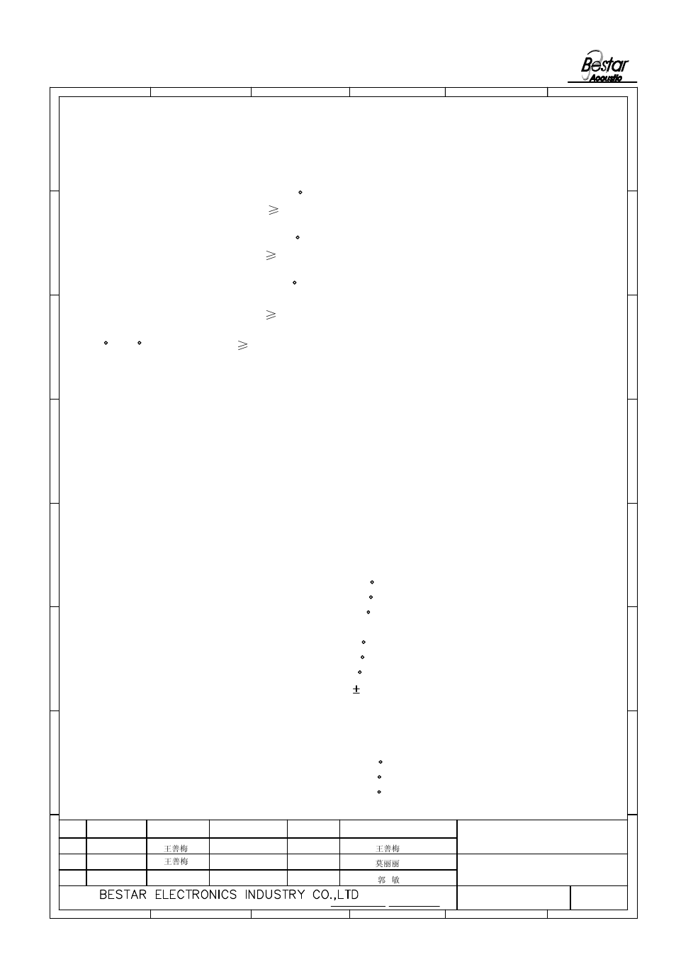 Reliability test, 40 c | BeStar BMS3450-01 User Manual | Page 6 / 8