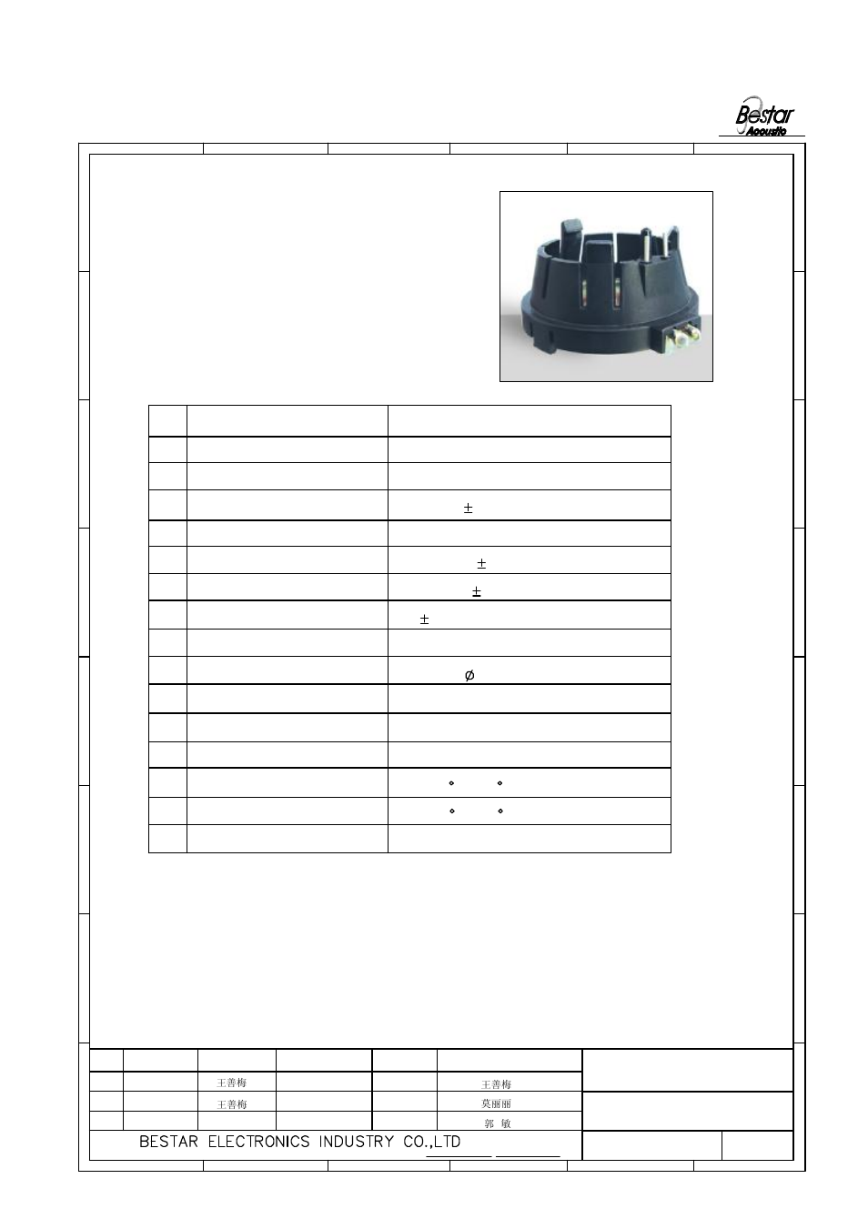 Characteristic, 1 electrical and mechanical characteristics | BeStar BMS3450-03LF User Manual | Page 2 / 8