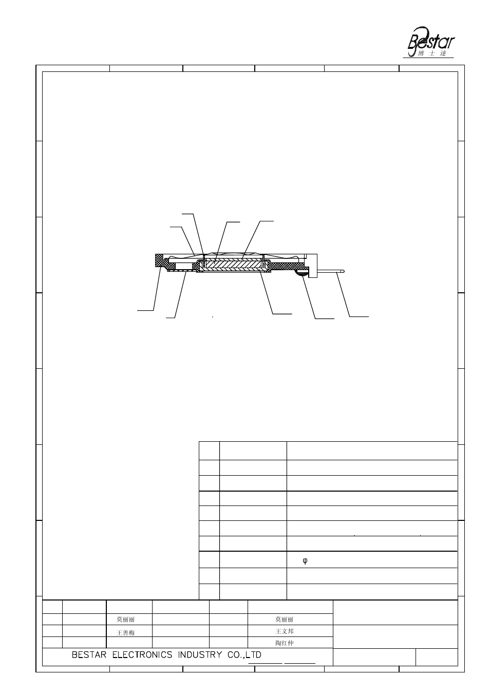 Bill of material, 8 mesh silk, Speaker | BeStar BMS3650l-P2-HT LF User Manual | Page 6 / 9