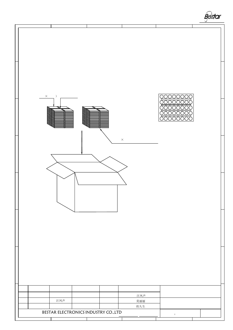 Packing, Remark, 40pcs | Bestar electronics industry co.,ltd, Speaker | BeStar BMS36-12-08H4.8 LF User Manual | Page 5 / 6