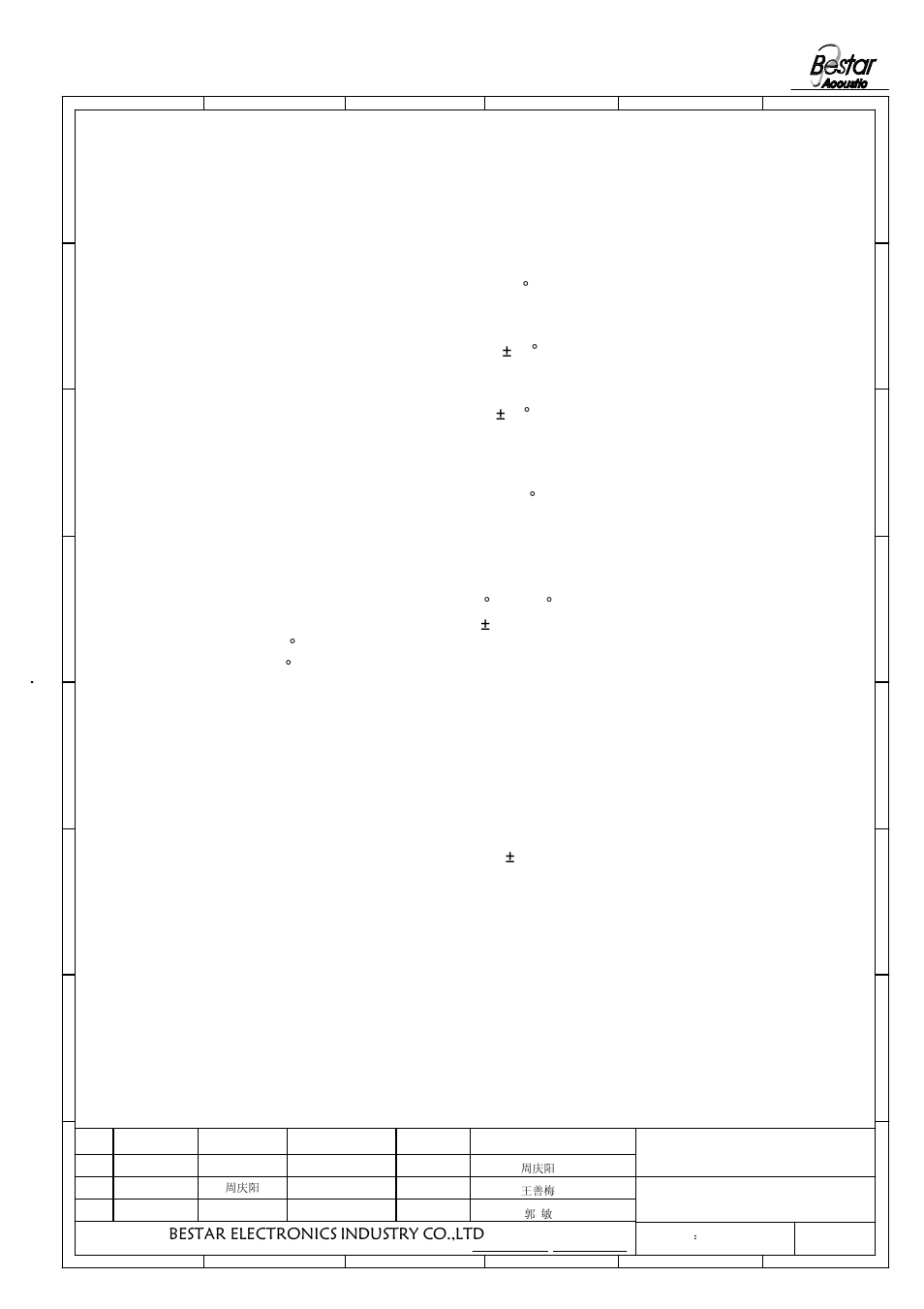 Reliability test, Bestar electronics industry co.,ltd, Speaker | BeStar SMS1515-08H04 LF User Manual | Page 4 / 8