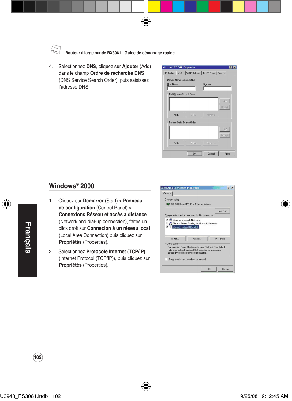 Français, Windows | Asus RX3081 User Manual | Page 102 / 301