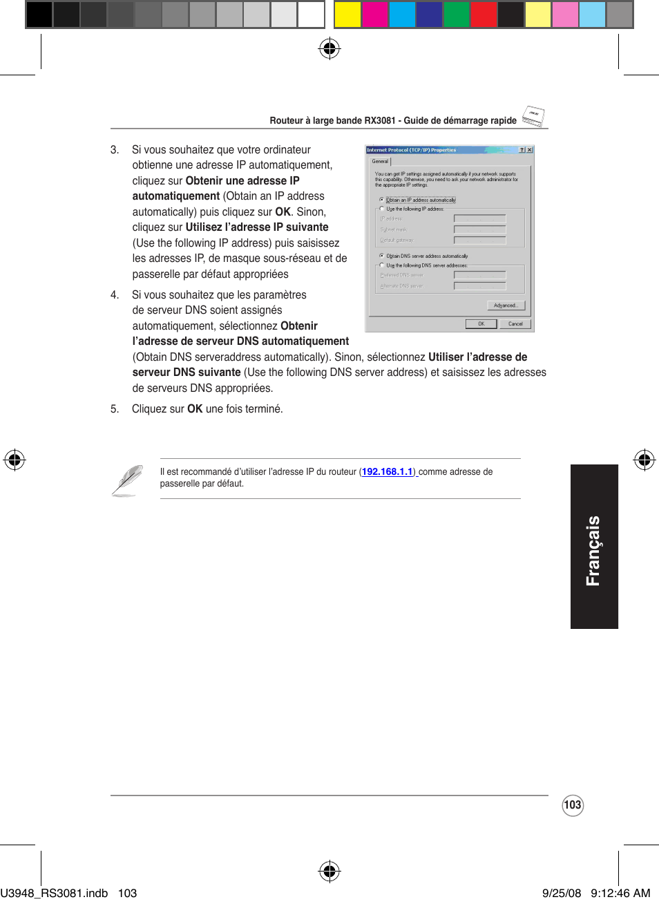 Français | Asus RX3081 User Manual | Page 103 / 301